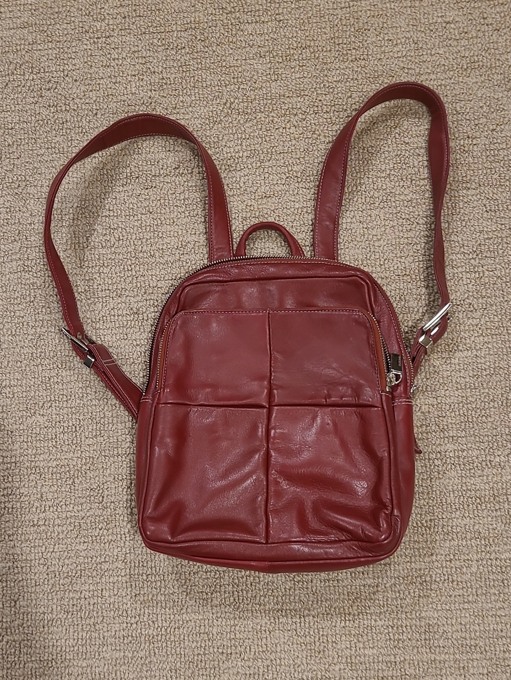 Perlina Red Mini Leather Backpack